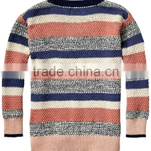 Stripe Crew Neck Boys Pullover Sweater Design thumbnail-2