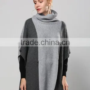Womens Free Crochet Knit Turtleneck Sweater Pattern Poncho With High Quality thumbnail-2