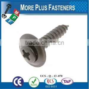 Made in Taiwan Black Head Trim Bright Zinc Plated Stainless Steel Philips Pan Head SEMS Screw thumbnail-2