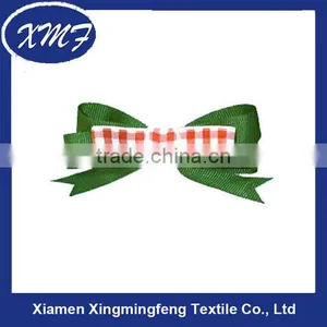 Bow Tie With Plaid Scottish Style Voile Ribbon and Grosgrain Ribbon Material thumbnail-1