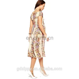 Off Shoulder Vintage Floral Print Maternity Dress thumbnail-3