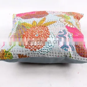 INDIAN BROWN PINEAPPLE CUSHION COVER DECORATIVE PILLOW CASE ETHNIC SOFA THROW FLORAL KANTHA CUSHION COVER thumbnail-3