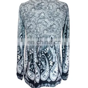 Front Embroidery and Paisley Print Komono Blouse For Women thumbnail-2