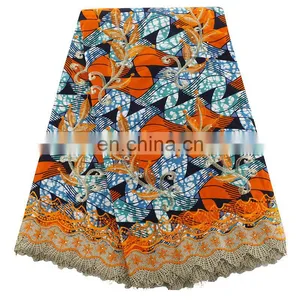 2016 Wholesale African 6 Yards Wax Printed Fabric With Guipure Lace Fabric for Party thumbnail-2