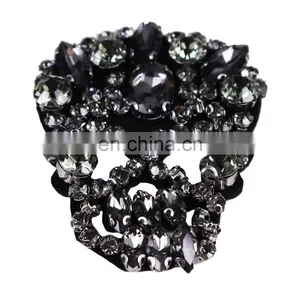Fashion Beading Gray Rhinestones Skull Patches Badge for Jewelry Brooch thumbnail-2