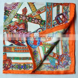 53cm Square Wholesale China Factory Silk Printed Scarf thumbnail-5