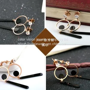 Stainless Steel Round Black Earring Stainless Steel Eardrop thumbnail-3