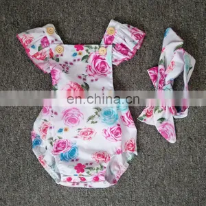 Beautiful Summer Newborn Baby Bodysuit Floral Cotton Infant Rompers thumbnail-2