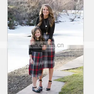 2019 NEW Three Quarter Sleeve Black Plaid Mom Daughter Dress Family Matching Outfit (this Link for Girls,1-12years) thumbnail-6