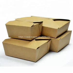 2000ml Folding Takeout Box Kraft Recycled Paper Food Packaging Container Box thumbnail-1