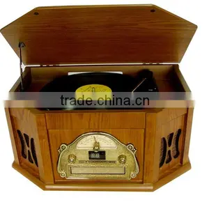 Back to 60s-Style! Wooden Gramophone&Multi Turntable&Jukebox Records With AUX Input/CD Player/AM,FM Radio/Cassette thumbnail-1