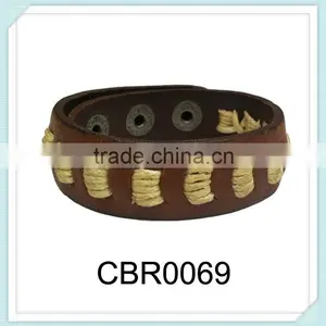 2015 New Fashion Wide Round Genuine Snap Button Leather Bangle Bracelet,leather Snap Bracelet thumbnail-1