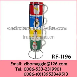 8oz Promotional Stackable Milk Mug With Rack for Kids Porcelain Mugs With Handle thumbnail-1