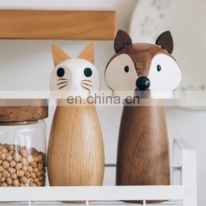 2021 Best Quality Custom Logo New Design Mini Acacia Wooden Salt Pepper Grinders thumbnail-1