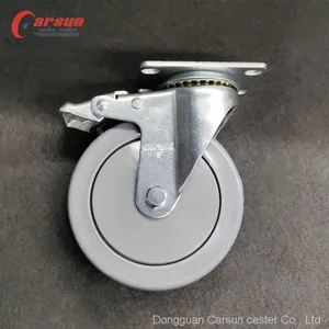 Medium Castors 5 Inch Grey TPR Silent Caster Swivel Caster Wheel With Brake thumbnail-2