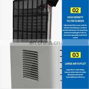 China Factory of 150L Industrial Lgr Basement Dehumidifier With Air Purifier Universal Wheel thumbnail-3