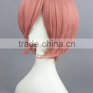 High Quality 35cm Short Straight Hitman Reborn Cosplay Hair Wigs Giotto Dark Pink Wigs Synthetic Anime Wig Party Wig thumbnail-3