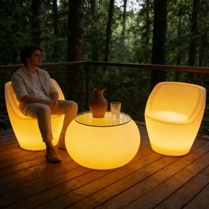 Luminous Outdoor Table and Chair Set 16 Variable Colors IP65 Waterproof for Bar Hotel Outdoor Events thumbnail-3