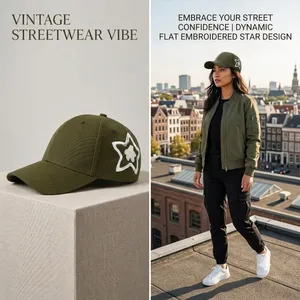 Custom Cotton Twill Baseball Cap Wholesale High Quality 6 Panel Side Star Embroidery Structured Hat Multi Colors thumbnail-2