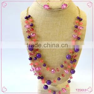 Fashion Jewelry Cheapest Crystals Two Layers Long Necklace Set National Sweater Necklace Set thumbnail-1