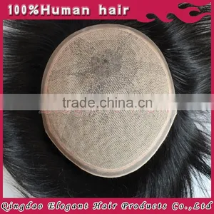 Tot Selling Remy Human Hair Piece Toupee for Black Men, Silk Top Invisible Knot Natural Hairline Toupee thumbnail-3