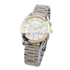 New Men Silver Dial Gold Case Stainless Steel Mechanical Watch WM199 thumbnail-1