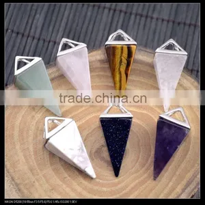 LFD-0042P ~ Wholesale Rose Quartz/Amethyst/Agate Pyramid Reiki Charm Beads Stone Crystal Pendant Jewelry Finding thumbnail-1