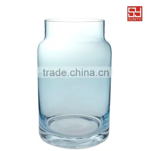 Lead-free Clear Handmade Cheap Tall Glass Vases Blue Glass Vase Quality Choice thumbnail-1