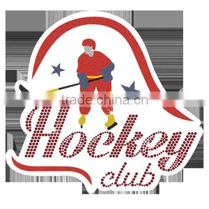 Shining Hockey Man With Glitter and Hot Fix Crystal Rhinestone Design for T-shirt thumbnail-1