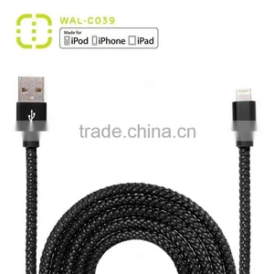 Black Color for Iphone 5 Fabric Braided Charger Usb Cable thumbnail-2