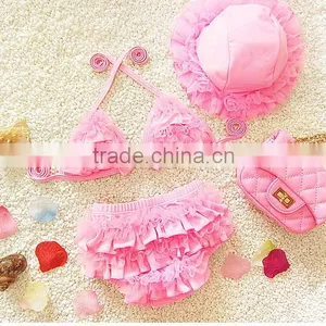 Cute Summer Girl Swimswear For Kids,Fashion Children Bikini Set With Hats thumbnail-4