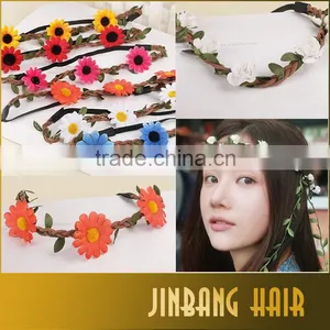2016 New Premium Wholesale Products Bohemian Headband Rose Flower Braided Leather Elastic Hairband thumbnail-3