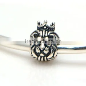 925 Sterling Silver King Lion Charm Bead thumbnail-1