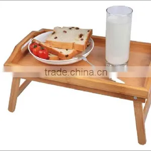 Bamboo Bed Tray/Bamboo Serving Tray With Hole/ Folding Legs/Handles thumbnail-1