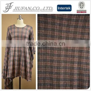 Jiufan Textile Knitted Printed Checks Design 100% Polyester Fabric For Clothing thumbnail-1