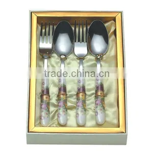 Stainless Steel Cutlery Sets With White Handle thumbnail-1