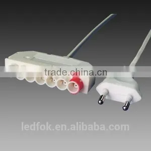 uk 3 Pin to Europe 2 Pin Adaptor Plug Output Led Electrical 2 Pin Male Plug Cable Connectors White With Euro Socket thumbnail-4