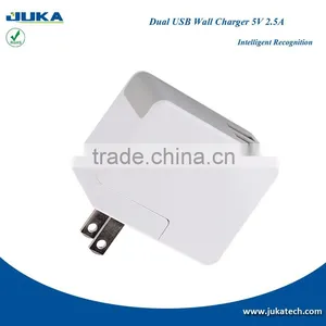 Dual-Port USB Travel Wall Charger 5V 2.4A for IPhone IPad IPod, Samsung Galaxy, Cell Phones, Tablets thumbnail-5