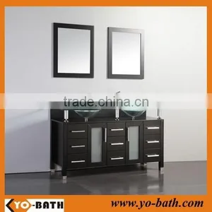 60inch Bathroom Double Sink Mdf Bathroom Vanity With Glass Basin thumbnail-1
