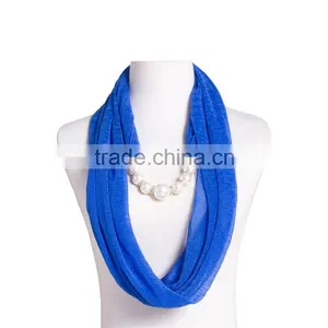 Spring Fashion Personalized Infinity Scarf With Pearl Beads Chain for Women thumbnail-2