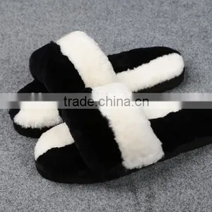 Many Colors Soft Warm Two Tone Sheared Rex Rabbit Fur Slipper thumbnail-2