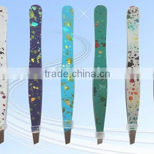 MJ-82 Stainless Steel Slanted Tip Beauty Pattern Tweezers for Eyebrows thumbnail-1