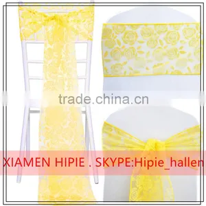 Rose Chair Sashes Floral Organza Table Runners Wedding Sash Venue Decorations thumbnail-1