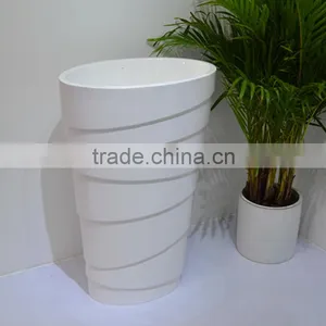Acrylic Solid Surface Table Top Man-made Stone Pedestal Basin,,Artificial Stone Freestanding Washing Basin thumbnail-6