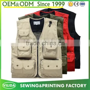 Custom Made Sleeveless Work Vests With Multi Pockets High Quality Volunteer Vest thumbnail-1
