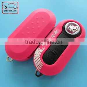 High Quatity Fita 500 Flip Remote Key Shell Pink 3 Button Fiat 500 Brava Panda Punto Fobs Romote Key Case thumbnail-1