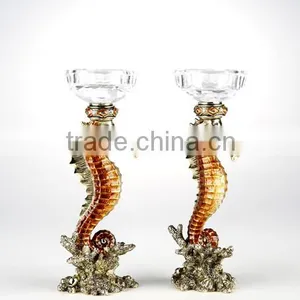 RORO Hawaii Dream Seahorse Enamel Home Decoration Craft Candle Stand Pewter Design Crystal Candle Holder thumbnail-1