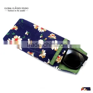 New Hot Selling Soft Cloth Bag Sunglasses Glasses Pouches Blue Yellow Flower Reading Glass Bag & Small Sunglass Pouches BDH05D thumbnail-2