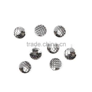 Stock!Jewelry Findings 12mm Round Flat Back ab Color Imitation Fish Scale Resin Rhinestone Bead Cabochon thumbnail-2
