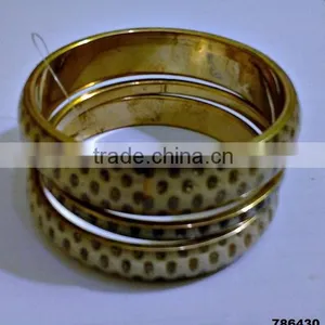Brass Metal & Wood Fashion Bangle Bracelet Set thumbnail-4